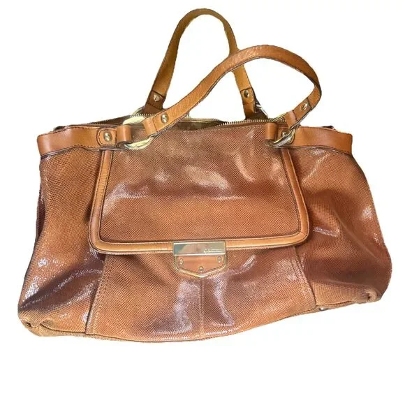 Vintage Makowsky Satchel Bag Brown Leather Large Handbag 16x9x7 Chic Style - Picture 8 of 16